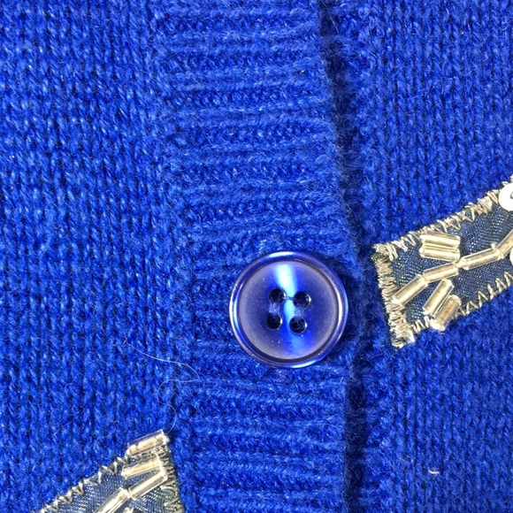 CB Plus Collections Blue Dove Knit Cardigan Womens 2X Holiday Beaded Sweater - Picture 7 of 10